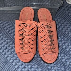 Michael Kors Women's Red Brick color Woven Mules